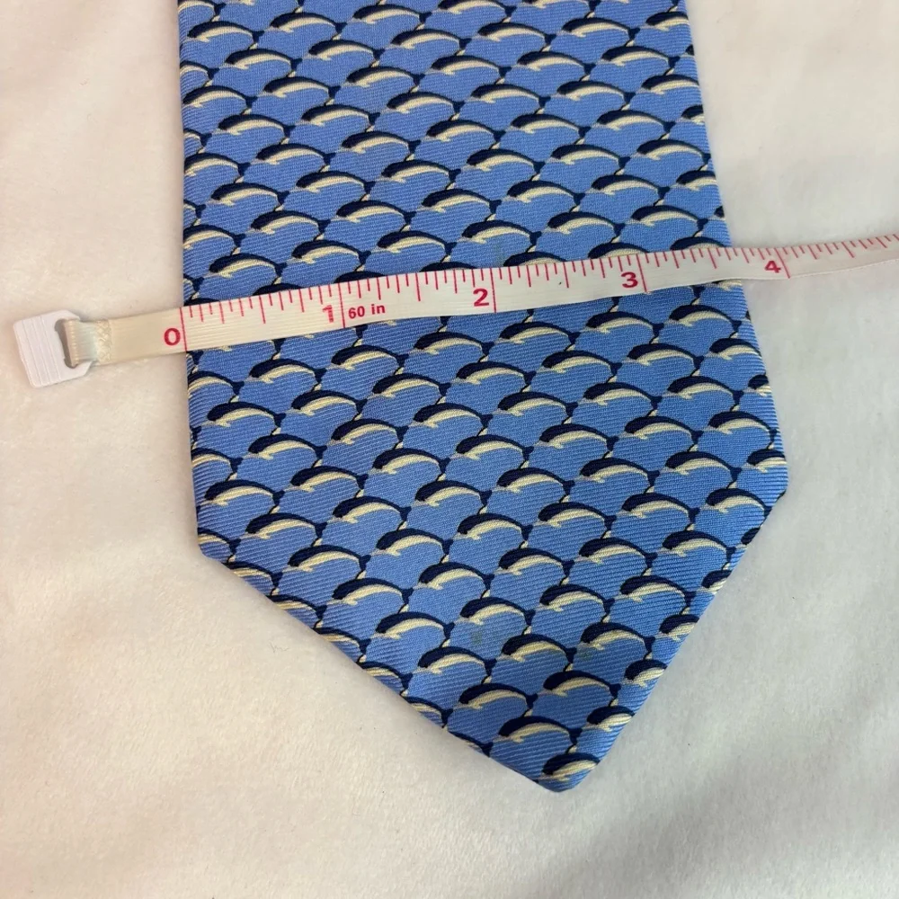 Brooks Brothers Makers Blue Dolphin Print Silk Tie
